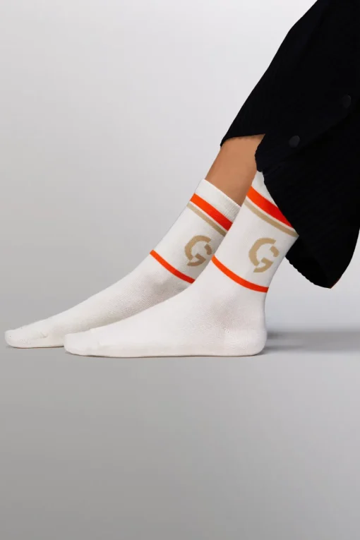 Gertrude Chaussettes en maille unisexe Cam Blanc Fashion