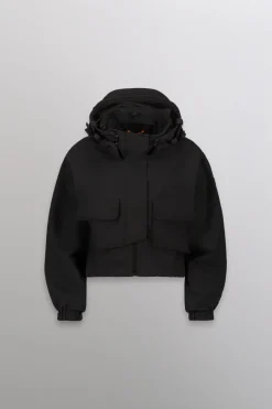Gertrude Coupe-vent court à détails techniques Shiloh Noir Discount