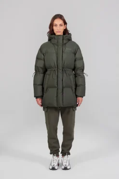 Gertrude Doudoune à capuche mi-longue Tilda Kaki Outlet