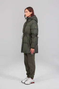 Gertrude Doudoune à capuche mi-longue Tilda Kaki Outlet