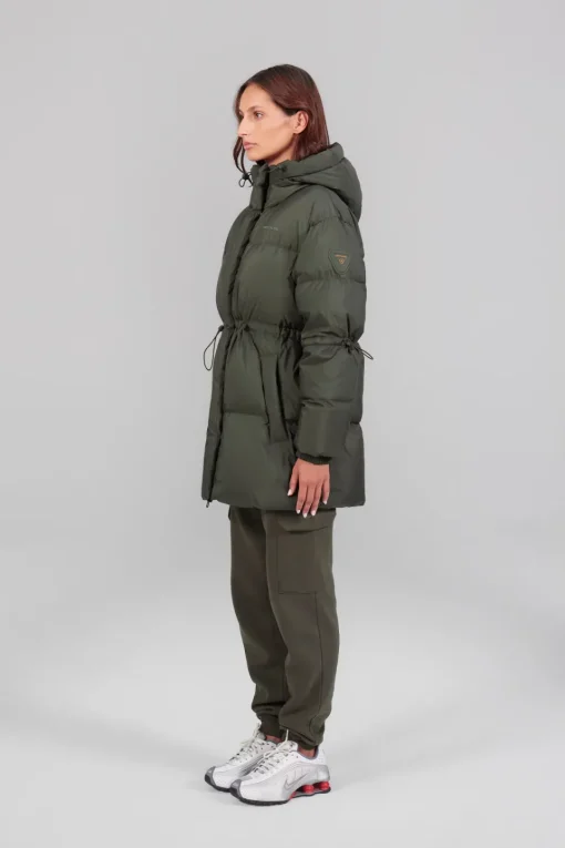 Gertrude Doudoune à capuche mi-longue Tilda Kaki Outlet