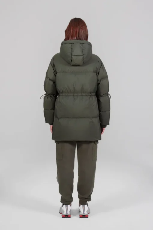 Gertrude Doudoune à capuche mi-longue Tilda Kaki Outlet