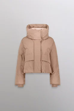 Gertrude Doudoune courte à capuche Flori Taupe Sale