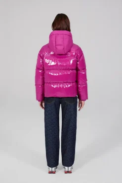 Gertrude Doudoune courte nylon glossy Lili Bright Fuschia Best Sale
