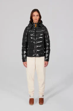 Gertrude Doudoune légère ajustée en nylon glossy France Bright Noir Sale