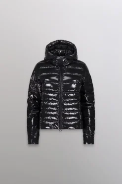 Gertrude Doudoune légère ajustée en nylon glossy France Bright Noir Sale