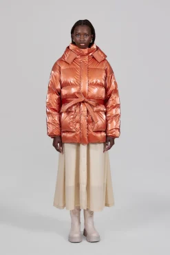 Gertrude Doudoune oversize ceinturable en nylon brillant Manie Bright Cuivre Best
