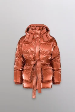 Gertrude Doudoune oversize ceinturable en nylon brillant Manie Bright Cuivre Best