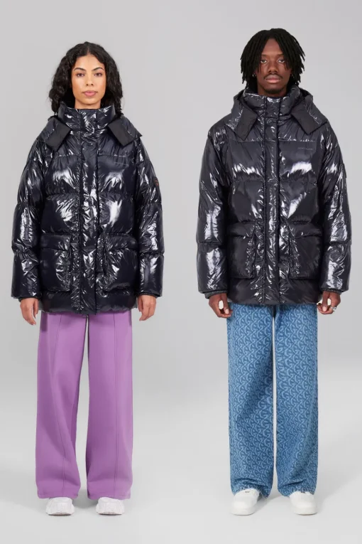 Gertrude Doudoune oversize ceinturable en nylon brillant Manie Bright Darknight Cheap