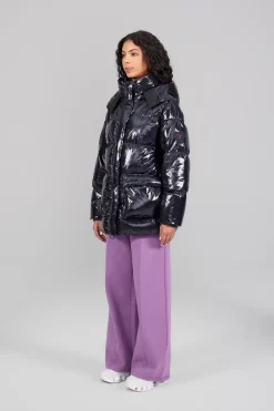 Gertrude Doudoune oversize ceinturable en nylon brillant Manie Bright Darknight Cheap