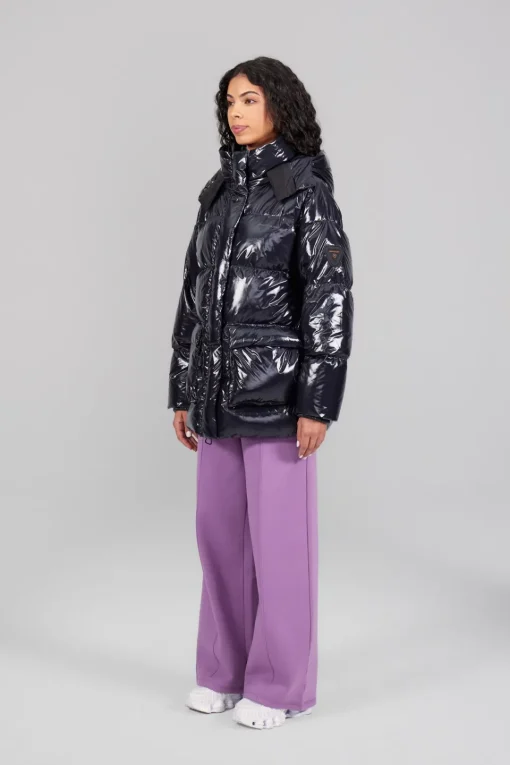 Gertrude Doudoune oversize ceinturable en nylon brillant Manie Bright Darknight Cheap