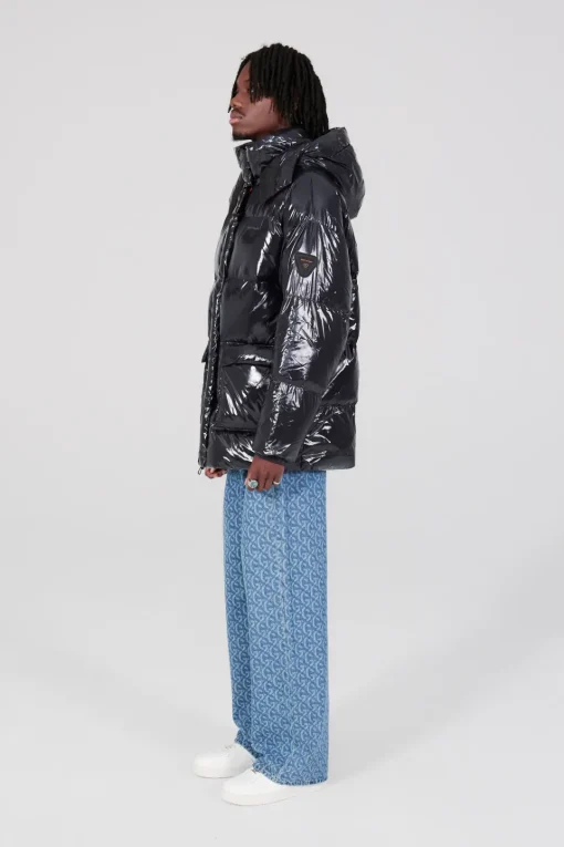 Gertrude Doudoune oversize ceinturable en nylon brillant Manie Bright Darknight Cheap