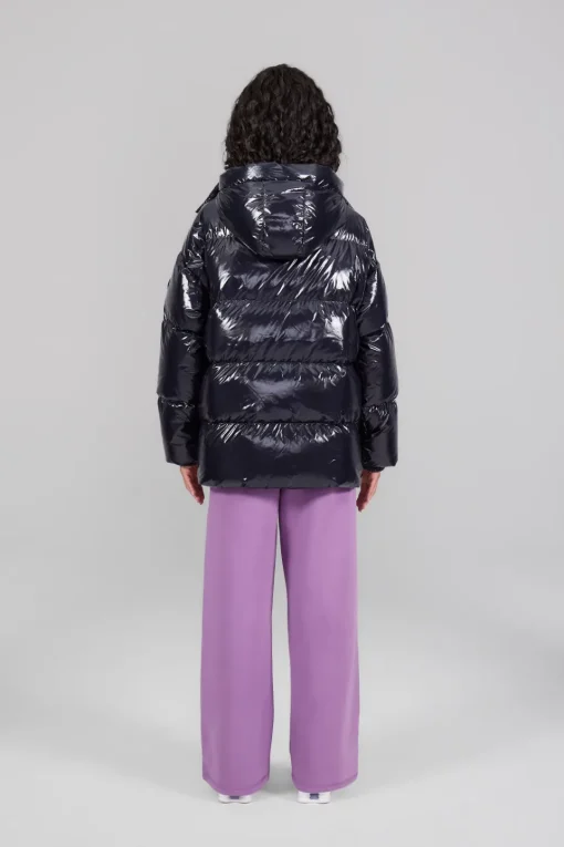 Gertrude Doudoune oversize ceinturable en nylon brillant Manie Bright Darknight Cheap