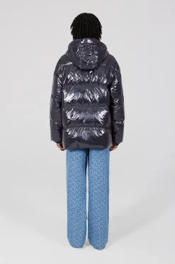 Gertrude Doudoune oversize ceinturable en nylon brillant Manie Bright Darknight Cheap