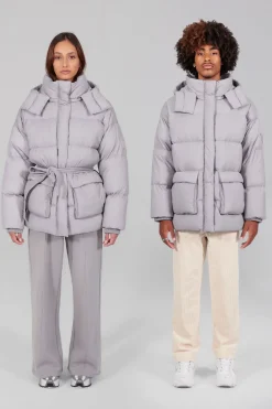 Gertrude Doudoune oversize unisexe mate Manie Texture Souris Best