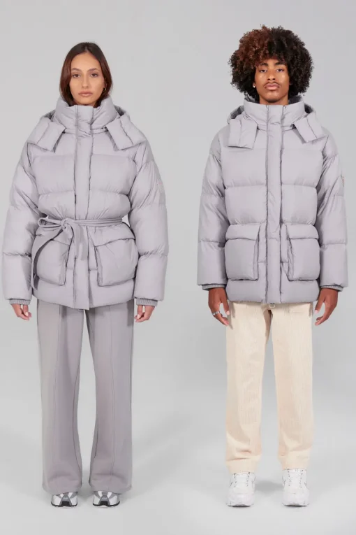 Gertrude Doudoune oversize unisexe mate Manie Texture Souris Best