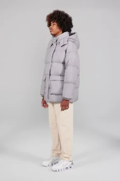 Gertrude Doudoune oversize unisexe mate Manie Texture Souris Best