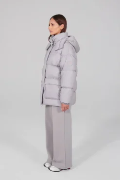 Gertrude Doudoune oversize unisexe mate Manie Texture Souris Best