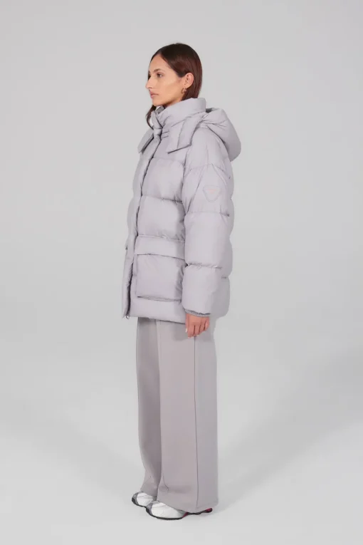 Gertrude Doudoune oversize unisexe mate Manie Texture Souris Best