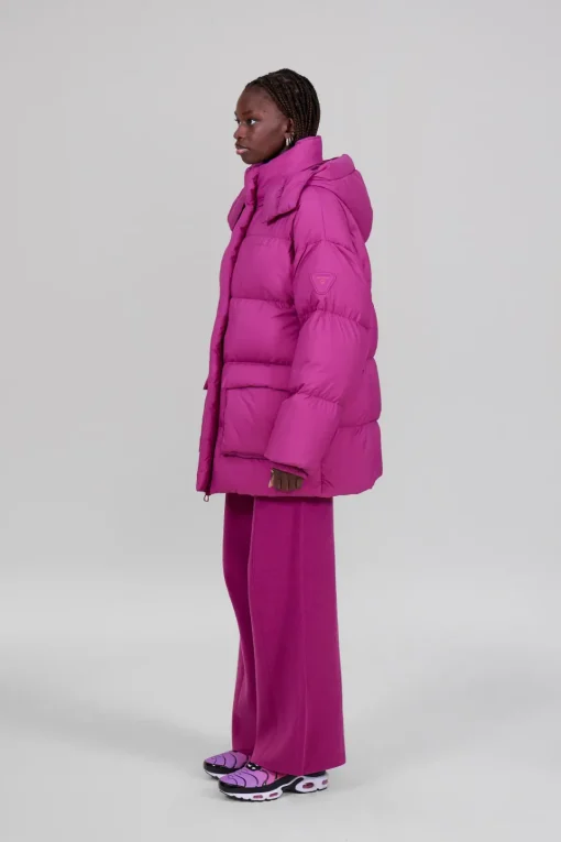 Gertrude Doudoune oversize unisexe mate Manie Texture Fuschia Fashion