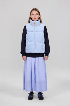 Gertrude Doudoune sans manche en velour côtelé Galilée Velvet Ice Clearance