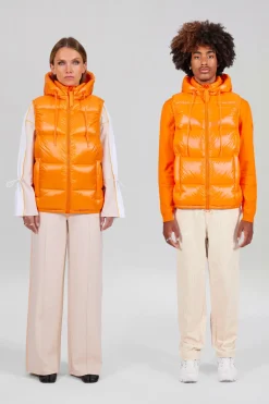 Gertrude Doudoune sans manches en nylon brillant Cesar Orange Best Sale