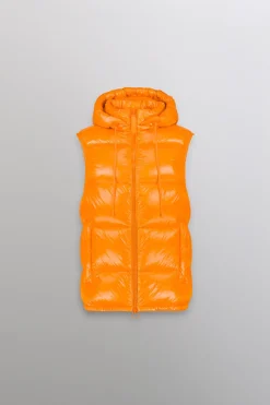 Gertrude Doudoune sans manches en nylon brillant Cesar Orange Best Sale