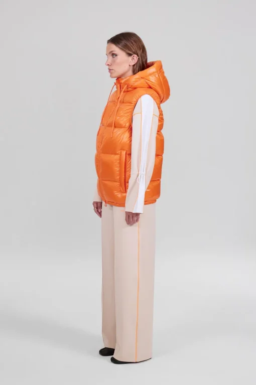 Gertrude Doudoune sans manches en nylon brillant Cesar Orange Best Sale