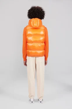 Gertrude Doudoune sans manches en nylon brillant Cesar Orange Best Sale