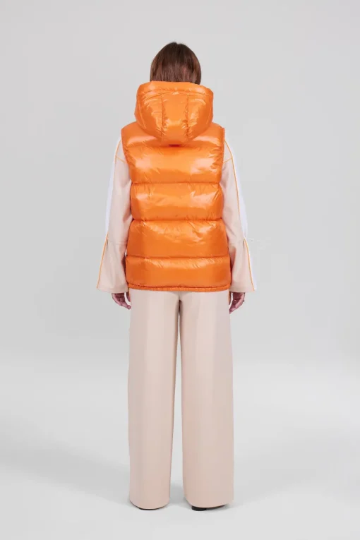 Gertrude Doudoune sans manches en nylon brillant Cesar Orange Best Sale