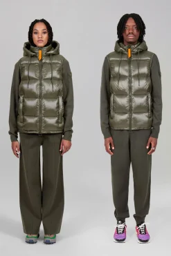 Gertrude Doudoune sans manches en nylon brillant Cesar Kaki Clearance