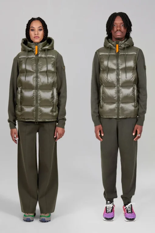 Gertrude Doudoune sans manches en nylon brillant Cesar Kaki Clearance