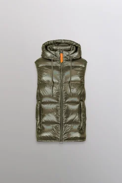 Gertrude Doudoune sans manches en nylon brillant Cesar Kaki Clearance