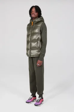 Gertrude Doudoune sans manches en nylon brillant Cesar Kaki Clearance