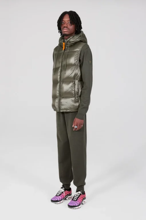 Gertrude Doudoune sans manches en nylon brillant Cesar Kaki Clearance