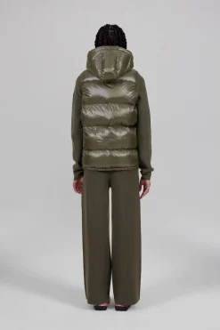Gertrude Doudoune sans manches en nylon brillant Cesar Kaki Clearance