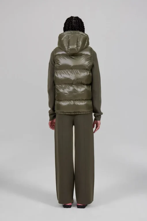 Gertrude Doudoune sans manches en nylon brillant Cesar Kaki Clearance