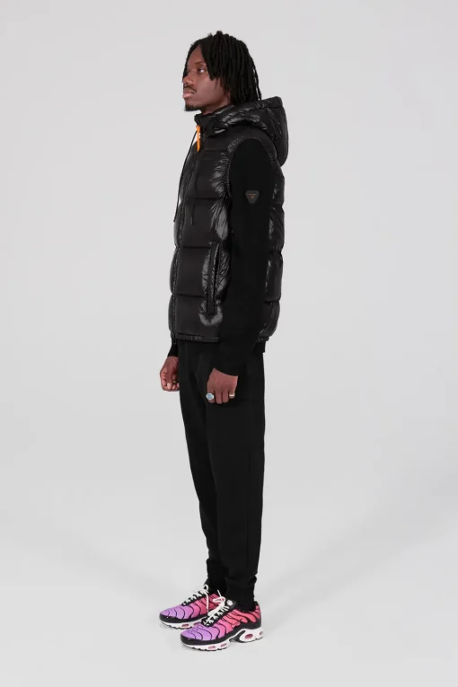 Gertrude Doudoune sans manches en nylon brillant Cesar Noir New