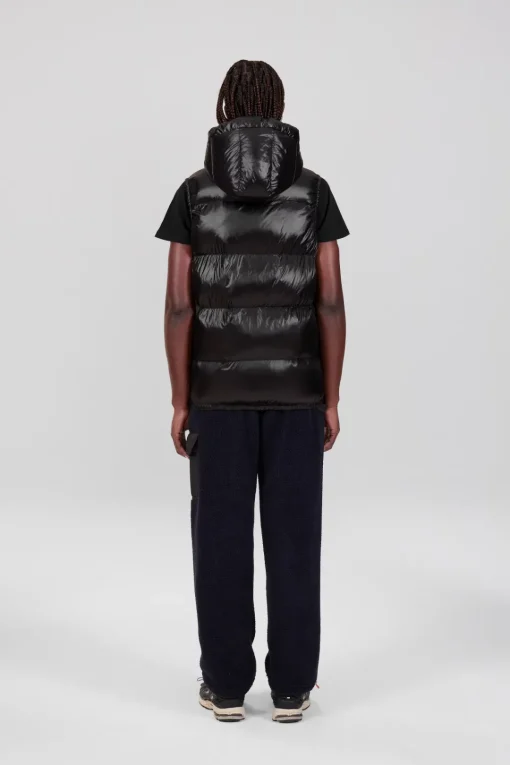 Gertrude Doudoune sans manches en nylon brillant Cesar Noir New