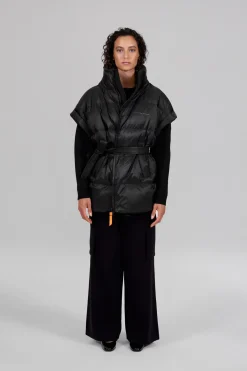 Gertrude Doudoune sans manches oversize en nylon ripstop Gaia Noir Sale