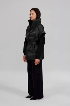 Gertrude Doudoune sans manches oversize en nylon ripstop Gaia Noir Sale