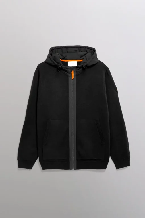 Gertrude Gilet bi-matière à capuche Ken Noir Discount