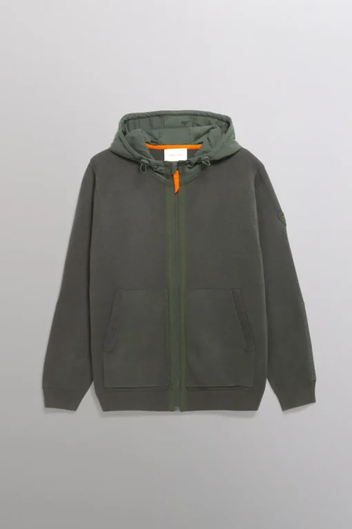 Gertrude Gilet bi-matière à capuche Ken Kaki Clearance