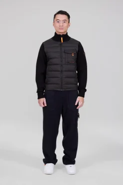 Gertrude Gilet bi-matière col cheminée Laurenzo Noir Discount