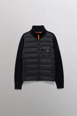 Gertrude Gilet bi-matière col cheminée Laurenzo Noir Discount