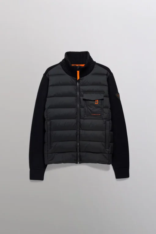 Gertrude Gilet bi-matière col cheminée Laurenzo Noir Discount