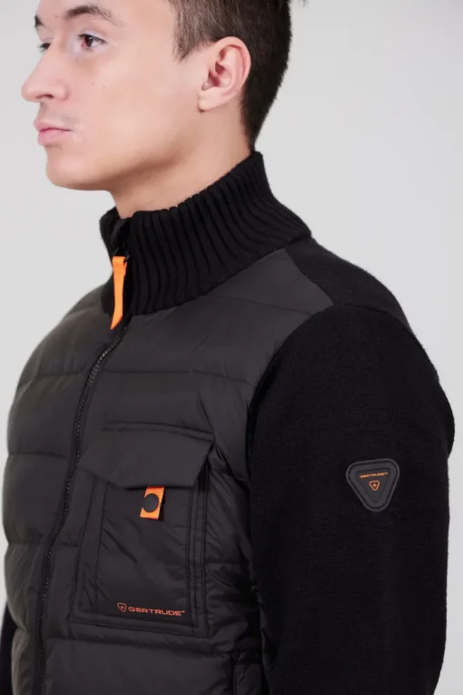 Gertrude Gilet bi-matière col cheminée Laurenzo Noir Discount