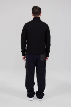 Gertrude Gilet bi-matière col cheminée Laurenzo Noir Discount