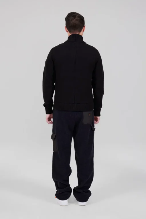 Gertrude Gilet bi-matière col cheminée Laurenzo Noir Discount