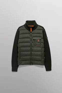 Gertrude Gilet bi-matière col cheminée Laurenzo Kaki Cheap